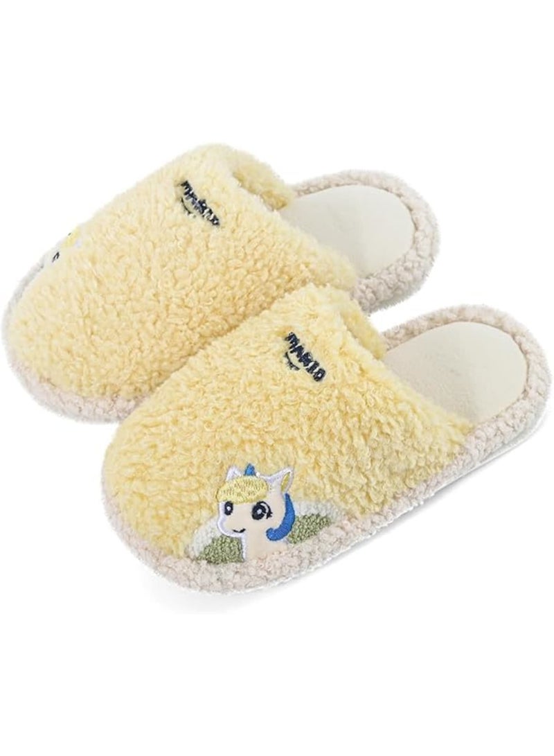 SYOSI Kids Slippers, Unicorn Dinosaur Indoor Shoes, Memory Foam Plush Soft Non-Slip Soles, Cozy Warm House Slippers for Boys Girls Toddlers Bedroom Playroom Home Use - Image 1