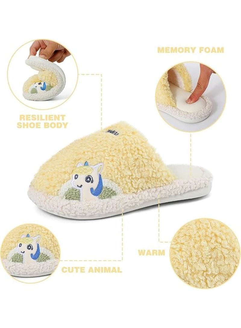 SYOSI Kids Slippers, Unicorn Dinosaur Indoor Shoes, Memory Foam Plush Soft Non-Slip Soles, Cozy Warm House Slippers for Boys Girls Toddlers Bedroom Playroom Home Use - Image 5