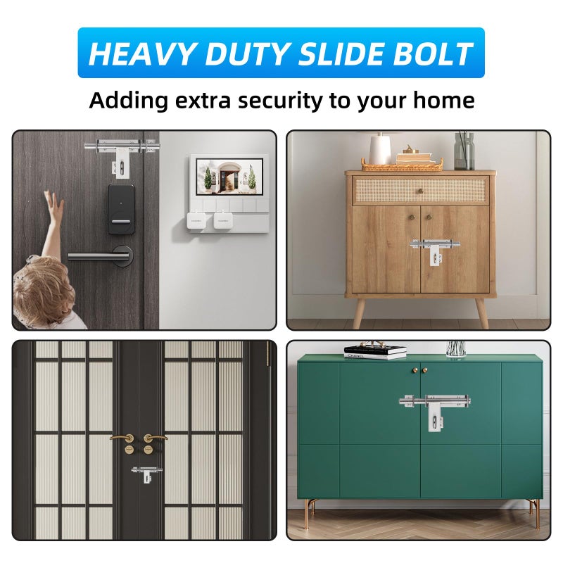 BAO YI LAI Heavy Duty Barrel Bolts Safety Door Lock, 6.7 Inch Slide Bolt Gate Latch with Padlock Hole,Solid SUS304 Stainless Steel Barrel Bolt Latch for Wooden Fence, Yard Door, Barn Door, Shed Door, Interior - Image 5