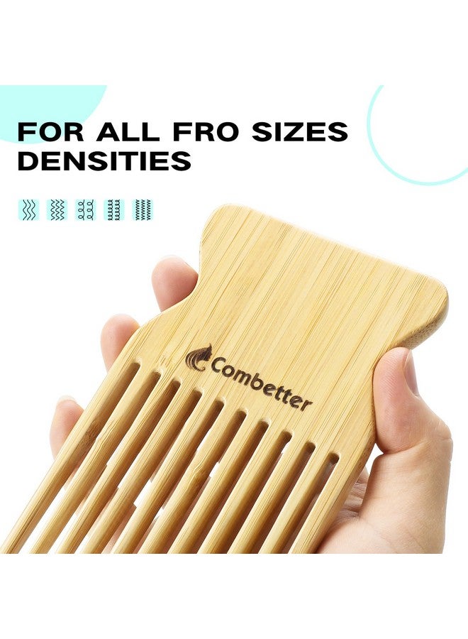 Combetter Bamboo Hair Pick by Combetter, Enhance Curl Definition & Volume all Curly Hair, Eco-Friendly Afro Pick for Detangling & Styling for Men, Women & Kids - Image 2