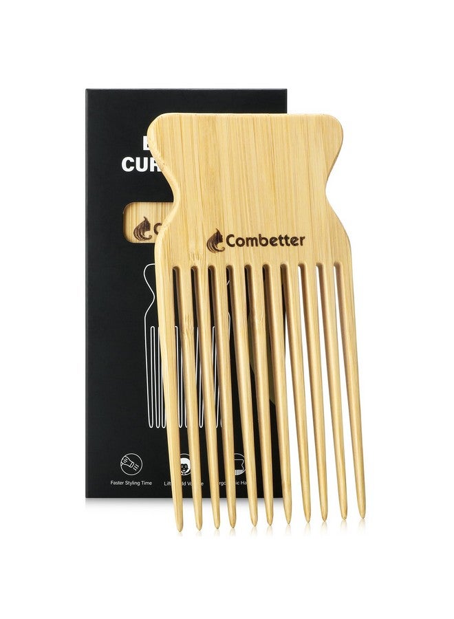 Combetter Bamboo Hair Pick by Combetter, Enhance Curl Definition & Volume all Curly Hair, Eco-Friendly Afro Pick for Detangling & Styling for Men, Women & Kids - Image 1
