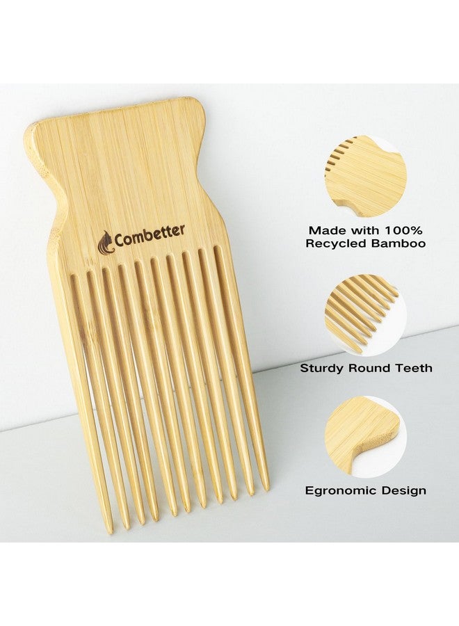 Combetter Bamboo Hair Pick by Combetter, Enhance Curl Definition & Volume all Curly Hair, Eco-Friendly Afro Pick for Detangling & Styling for Men, Women & Kids - Image 3