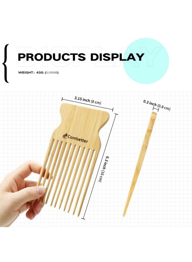 Combetter Bamboo Hair Pick by Combetter, Enhance Curl Definition & Volume all Curly Hair, Eco-Friendly Afro Pick for Detangling & Styling for Men, Women & Kids - Image 5