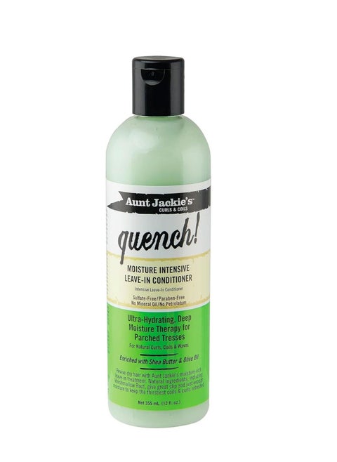 Aunt Jackie's Curls and Coils Quench Moisture Intensive Leave-In Hair Conditioner for Natural Curls, Coils and Waves, Enriched with Shea Butter, 12 oz