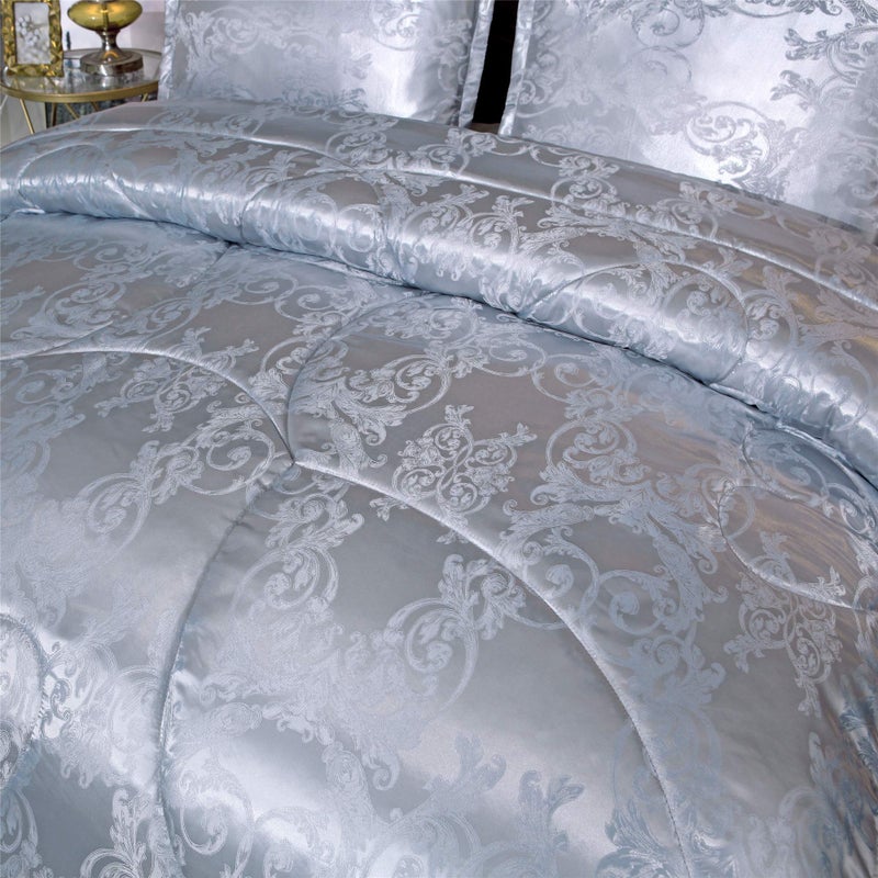 Raytrue-X Grey Queen Size Comforter Sets All Season Silver Bedding Lightweight Comforter for Queen Bed Silk Quilt Microfiber Comforter Set Blanket Matching 2 Pillow Shams (Full/Queen, 88x88 inches) - Image 4