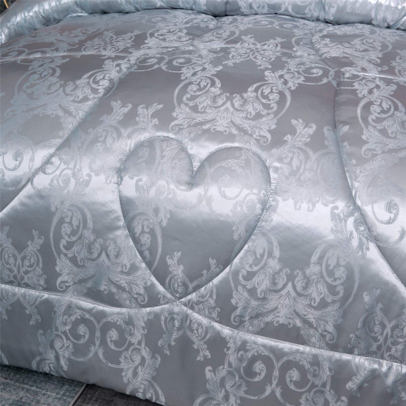 Raytrue-X Grey Queen Size Comforter Sets All Season Silver Bedding Lightweight Comforter for Queen Bed Silk Quilt Microfiber Comforter Set Blanket Matching 2 Pillow Shams (Full/Queen, 88x88 inches) - Image 3
