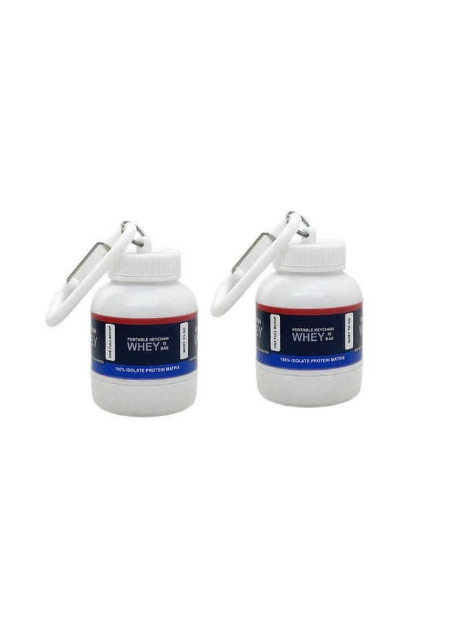 TRUE INDIAN TRUE INDIAN Small Whey Bottle Portable Protein/Supplement Powder Carrying Funnel Pack of 2-30 ml Plastic Utility Container (White Blue) - Image 1