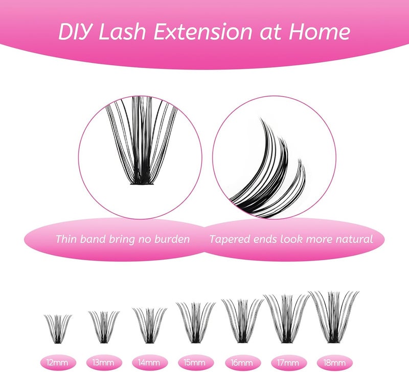 Cluster Lashes Extensions Individual Eyelashes 50D 0.07 D Curl 12-18mm Extensions 200Pcs DIY Eyelash Extensions at Home - Image 3