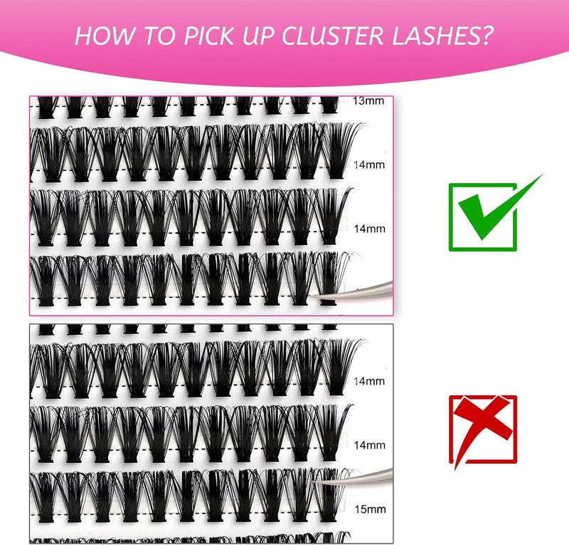 Cluster Lashes Extensions Individual Eyelashes 50D 0.07 D Curl 12-18mm Extensions 200Pcs DIY Eyelash Extensions at Home - Image 4