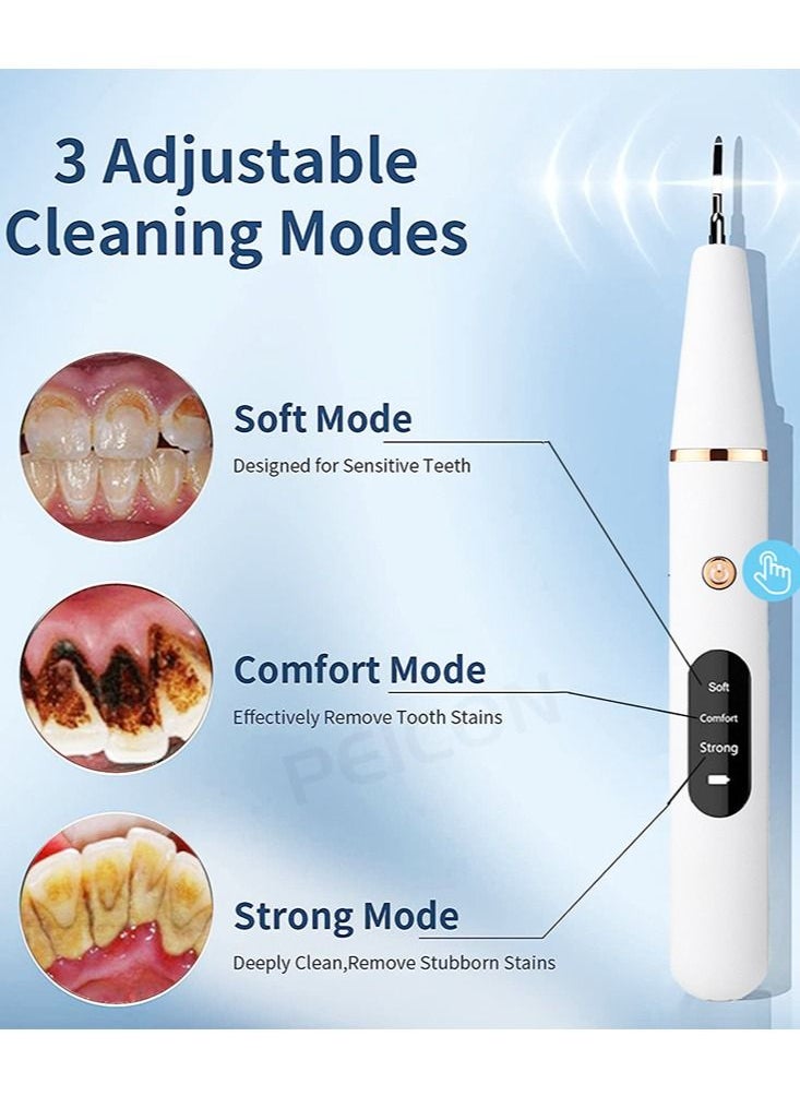 Joshberg - Ultrasonic Dental Scaler For Teeth Tartar Stain Tooth Calculus Remover Electric Sonic Teeth Plaque Cleaner Dental Stone Removal, Replaceable Clean Heads- Safe - Image 1