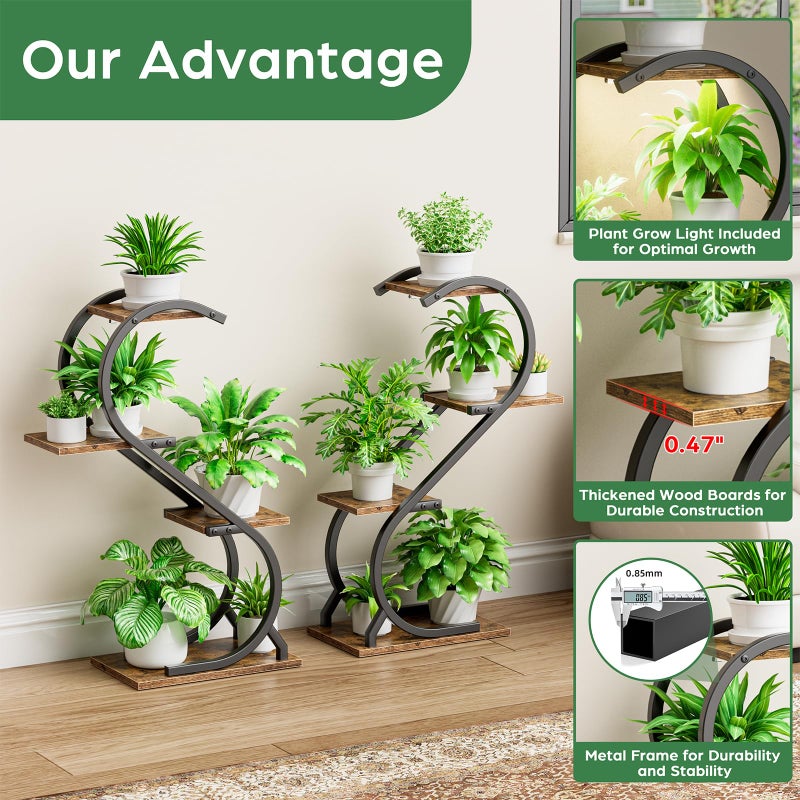 LATIBELL Plant Stand Indoor with Grow Light, 4 Tiered Metal Plant Shelf indoor, 29'' Plant Stands for Indoor Plants Multiple, Flower Stands for Indoor Plants Living Room, Patio, Balcony (2 Pack) - Image 5