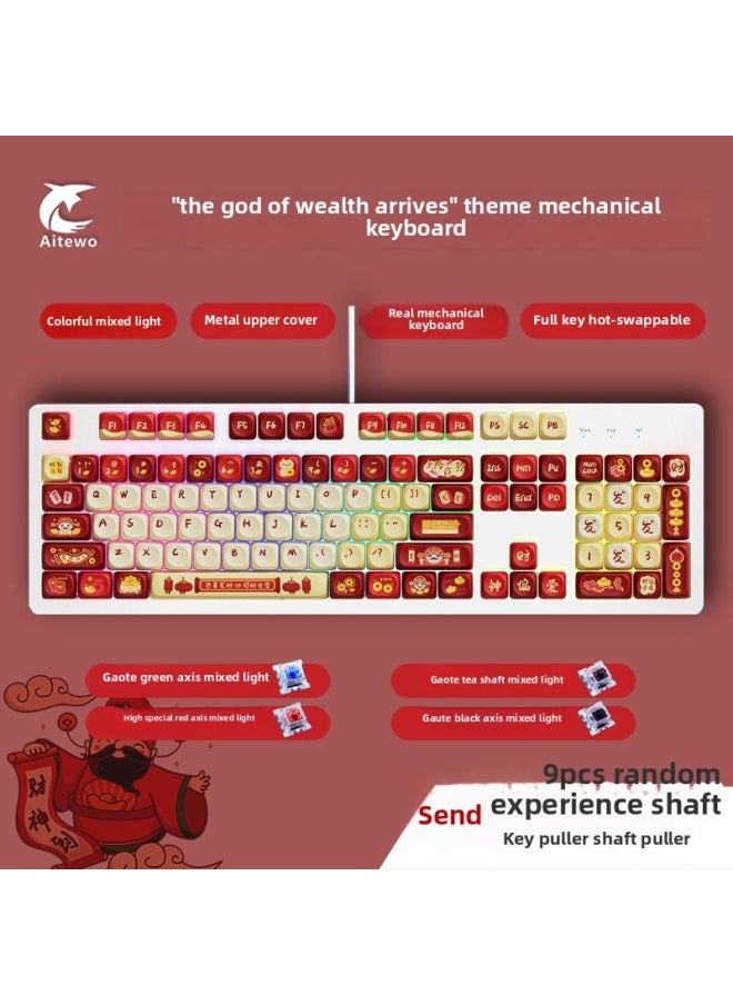 Generic - Customized 104 Key Wired Mixed Light Metal Mechanical Keyboard PBT Animation Theme Full Key No Punch Hot Plug Green Shaft-Color:Green Axis-k103 White Background Gradient Purple Rabbit Mechanical Keyboard - Image 1
