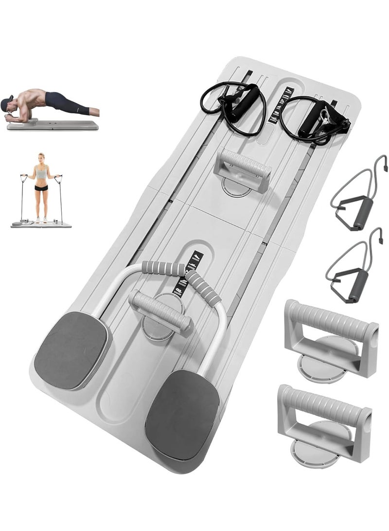 HI-FINE Pilates Board,Pilates Reformer Set,Multifunctional Abdominal Exercise Board,Foldable Pilates Reformer Board with Elbow Support and Resistance Bands,Ab Core Trainer Machine For Home Women Men - Image 1
