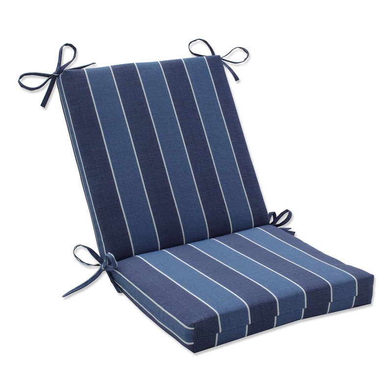 Pillow Perfect Pillow Perfect Stripe IndoorOutdoor Solid Back 1 Piece Square Corner Chair Cushion with Ties Deep Seat Weather and Fade Resistant 365 x 18 BlueWhite Wickenburg 1 Count 