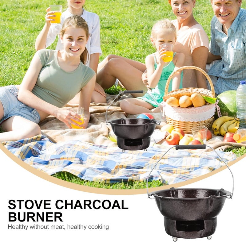 woobles Metal Campfire Grill Portable Charcoal Grill for Camping, Outdoors, 7.8 Inch Small Charcoal Grill Japanese Hibachi Grill Tabletop BBQ Grill Stove for Home Picnic (Coffee) Picnic Grill - Image 5