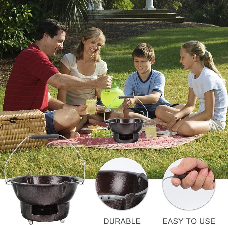 woobles Metal Campfire Grill Portable Charcoal Grill for Camping, Outdoors, 7.8 Inch Small Charcoal Grill Japanese Hibachi Grill Tabletop BBQ Grill Stove for Home Picnic (Coffee) Picnic Grill - Image 2
