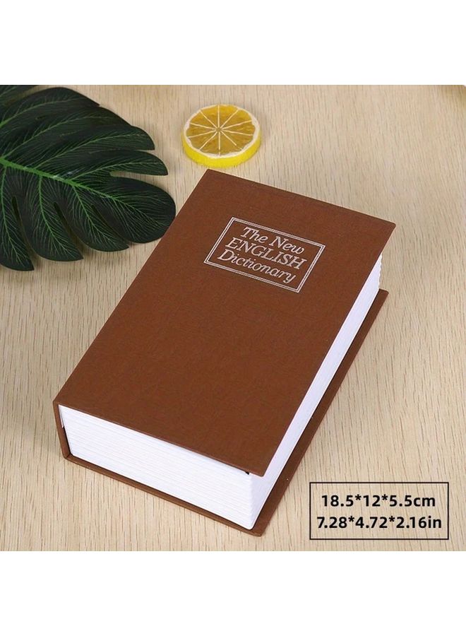 Durable Iron Book Safe Box Hidden Compartment For Cash Jewelry Brown 7 28x4 72x2 16in - Image 1