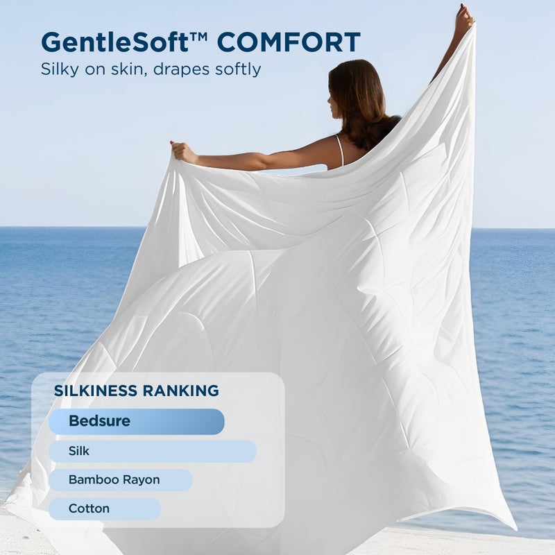 Bedsure Cooling Comforter King Size - GentleSoft Moisture Wicking Cooling Blanket for Hot Sleepers, Breathable Lightweight Duvet Insert, Dual-Sided Summer Blanket, White, 102x90 Inches - Image 4