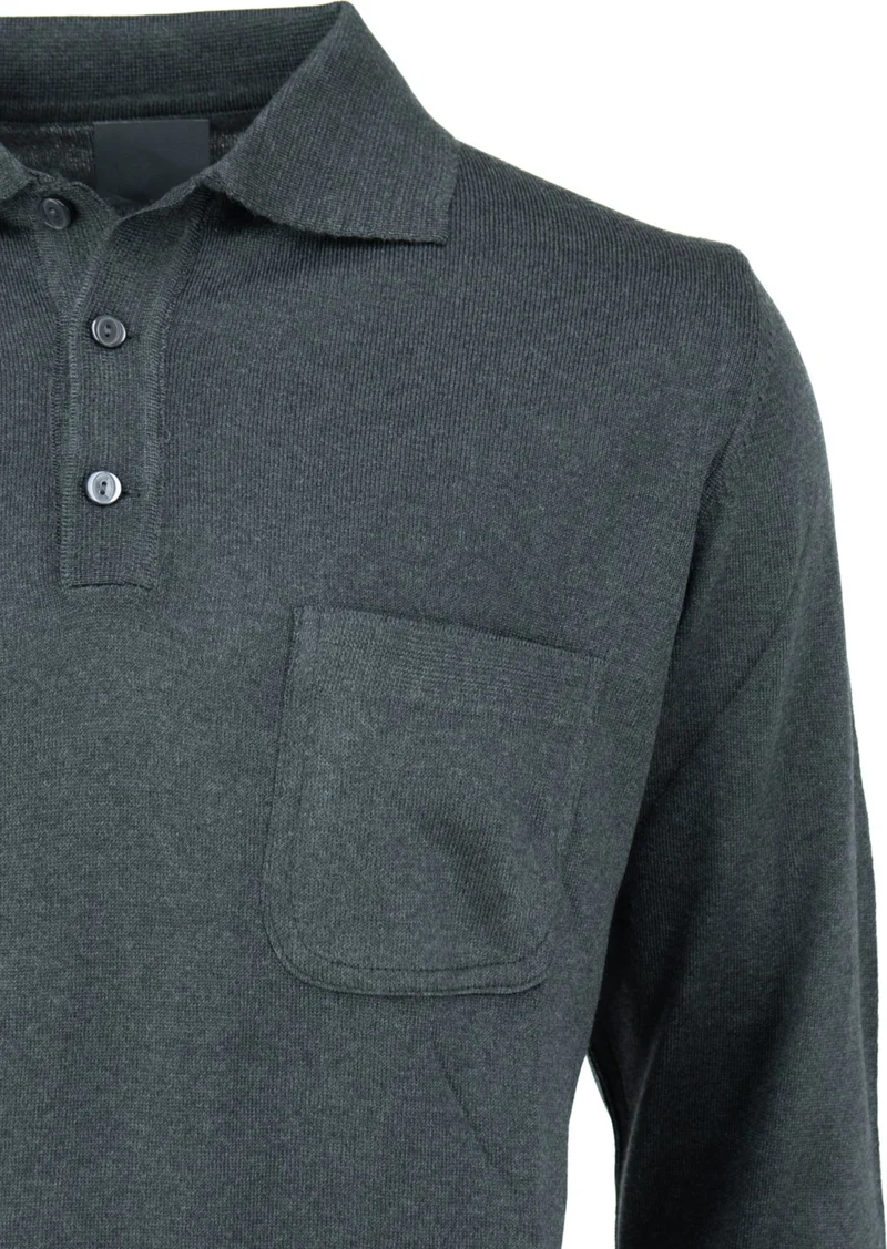 Oppland Men's Winter Solid Color Casual Cut Pocket Shirt Collar Thin Wool Sweater