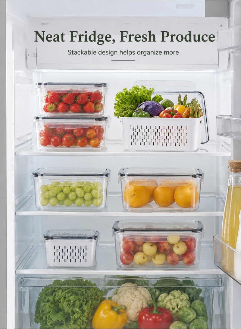 Yoawllty 5PCS Fridge Organizer with Removable Draining Colanders and Lid, Fridge Food Storage Organizer for Fruit, Vegetables, Berry and Meat Keeper Fresh - Image 5