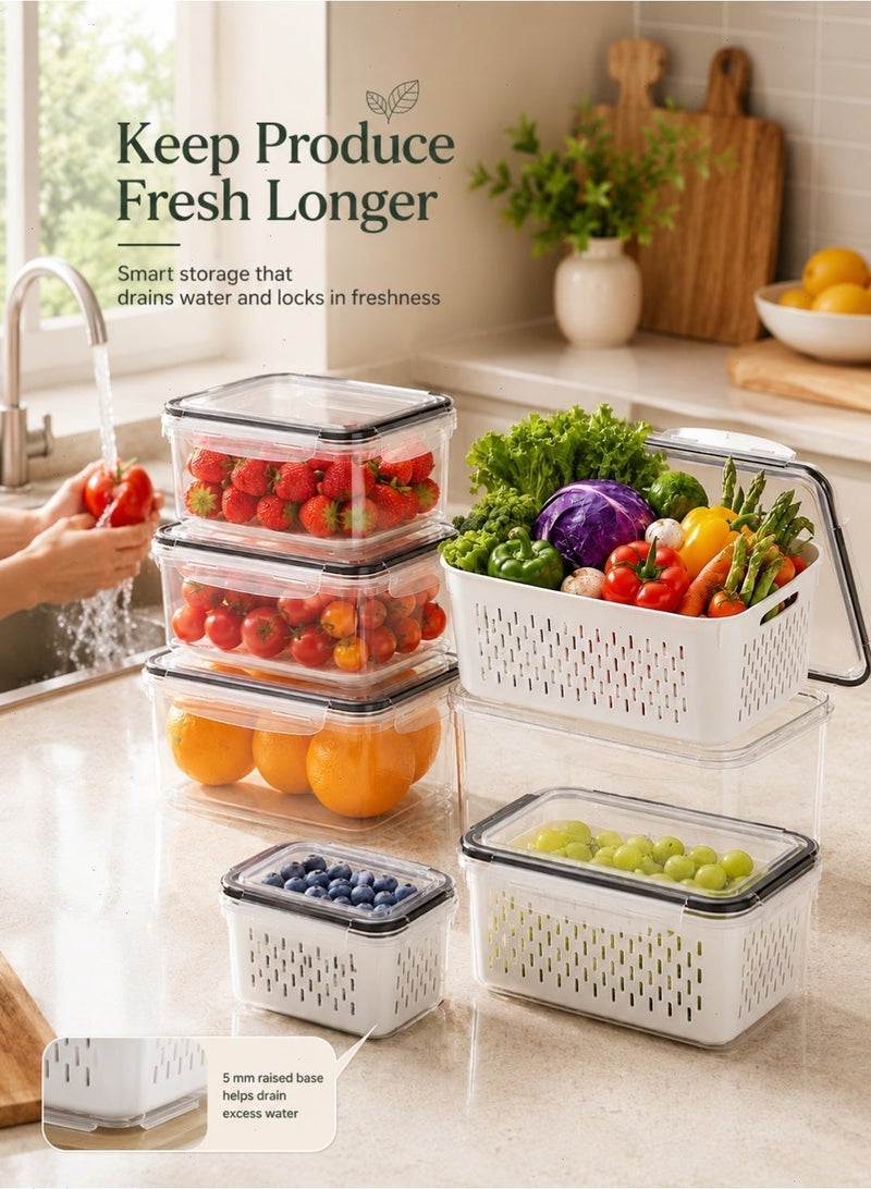 Yoawllty 5PCS Fridge Organizer with Removable Draining Colanders and Lid, Fridge Food Storage Organizer for Fruit, Vegetables, Berry and Meat Keeper Fresh - Image 5