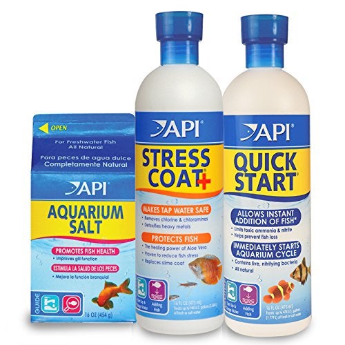 API Aquarium Starter Bundle Pack: One (1) API Quick Start 16 oz., one (1) API Stress Coat 16 oz., one (1) API Aquarium Salt 16 oz. - Image 1