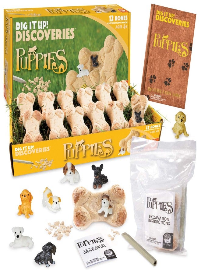 MindWare Dig it Up! Puppies Excavation Kit - Educational Toys for Kids 4 and Up - Dig Kit with 12 Bones, 12 Puppy Figurines, 12 Chisels - Ideal for Group Activities, Events or Classroom Brain Breaks - Image 1