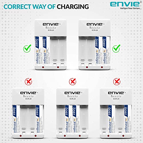 ENVIE High Speed Wall Plug Charger ECR 20 for AA & AAA Ni-mh/Ni-cd Rechargeable Batteries | 2000MA Output Current | with 2 AA2800 Ni-mh Batteries (ECR2028002PL) - Image 5