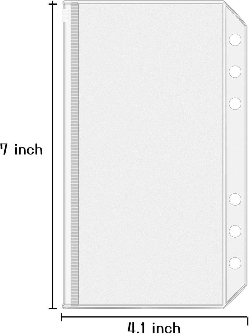 Antner 24PCS A6 Binder Pockets 6 Holes Zipper Cash Envelopes for Money Saving Binder, Clear A6 Budget Envelopes Planner Inserts Money Organizer Folder for Cash, Loose Leaf Filling Bags Document Pouch - Image 3