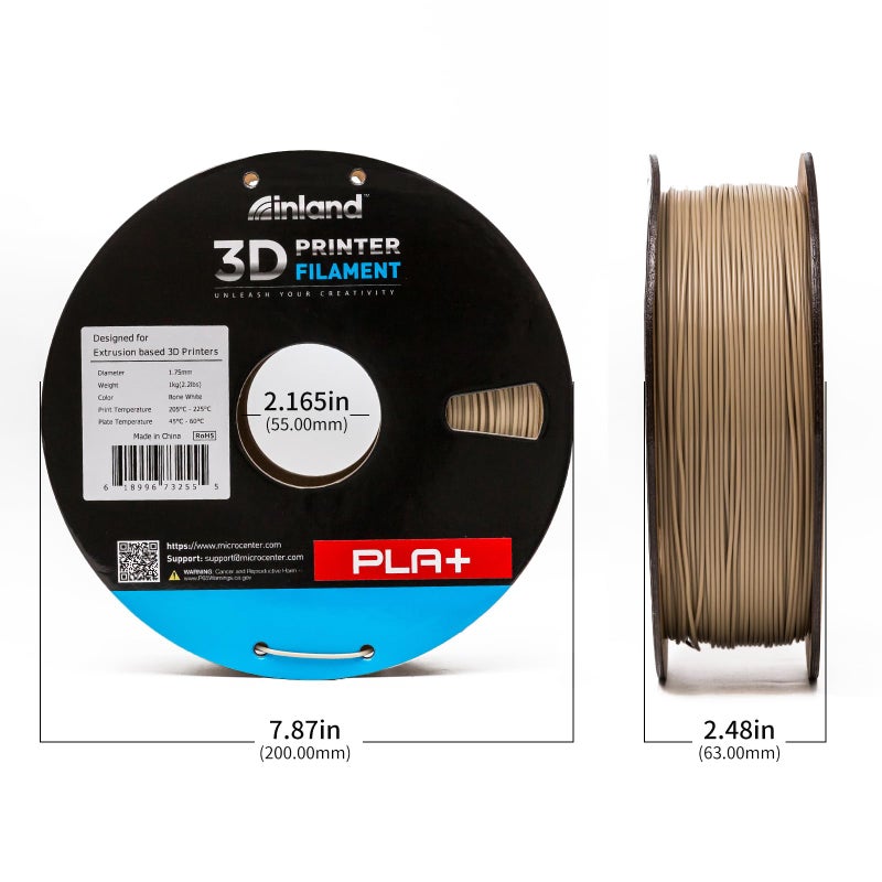INLAND Micro Center PLA+ 3D Printing Filament 1.75mm - PLA Plus 3D Printer Filament - PLA Pro Dimensional Accuracy +/- 0.03 mm - 1kg Cardboard Spool (2.2 lbs) (1 Pack Green, 1.75mm) - Image 4