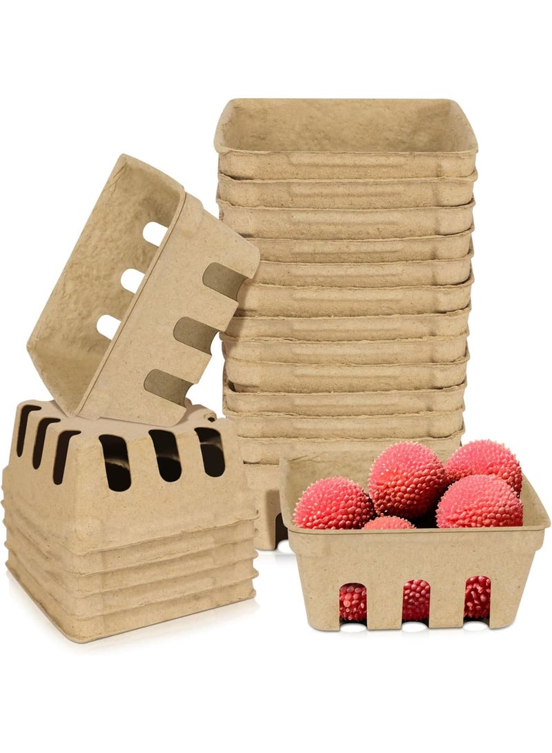 Luckam 20Pcs Natural Pulp Fiber Berry Baskets, Small Ventilated Produce Containers, Farm Market Display Trays for Strawberries, Blueberries, Raspberries, Eggs,Vegetables, Grocery Store Supplies - Image 1
