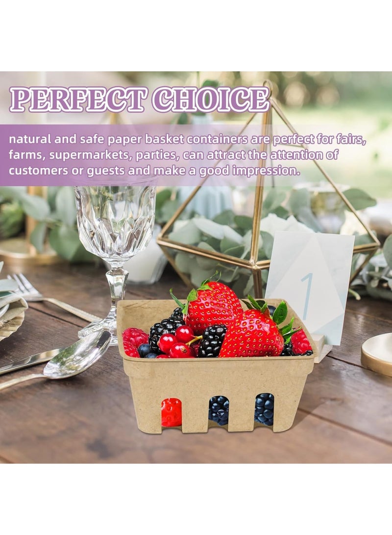 Luckam 20Pcs Natural Pulp Fiber Berry Baskets, Small Ventilated Produce Containers, Farm Market Display Trays for Strawberries, Blueberries, Raspberries, Eggs,Vegetables, Grocery Store Supplies - Image 5