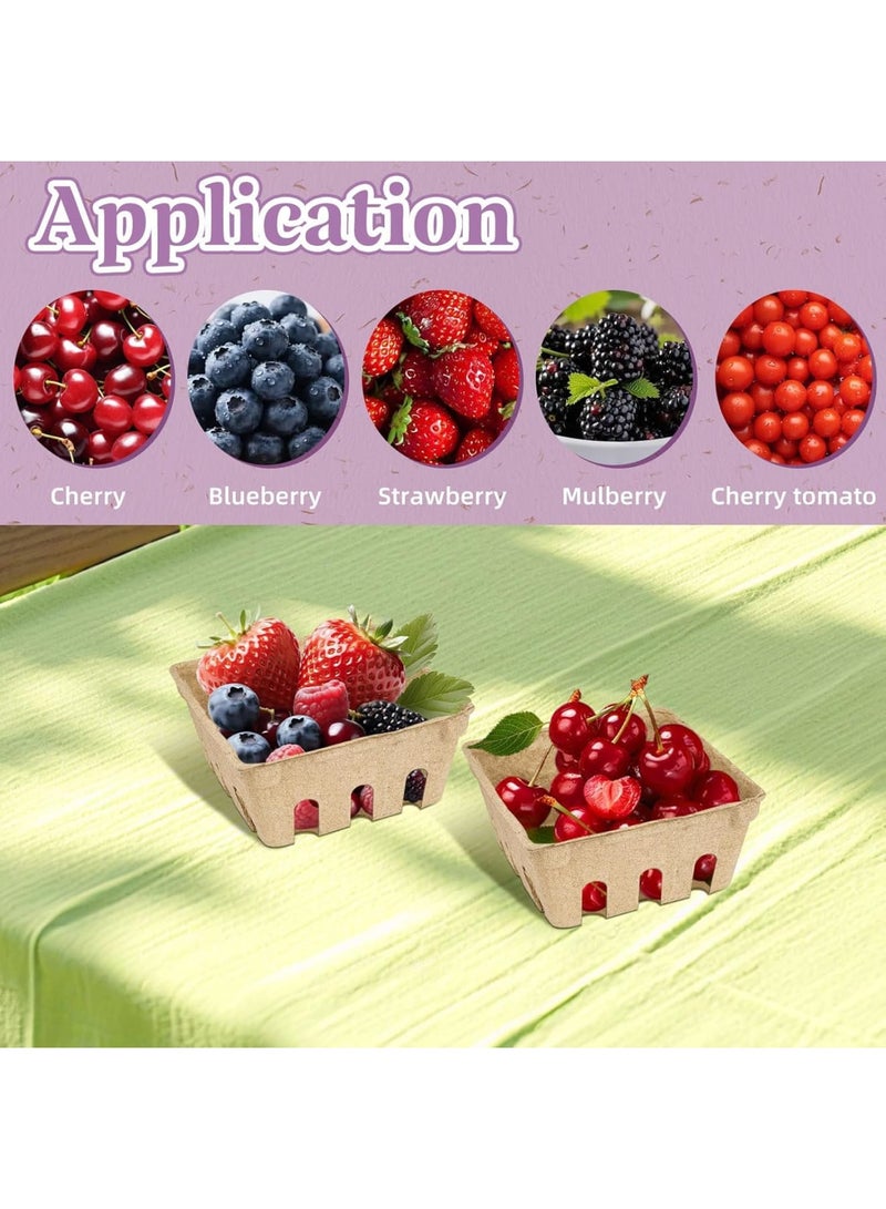 Luckam 20Pcs Natural Pulp Fiber Berry Baskets, Small Ventilated Produce Containers, Farm Market Display Trays for Strawberries, Blueberries, Raspberries, Eggs,Vegetables, Grocery Store Supplies - Image 3