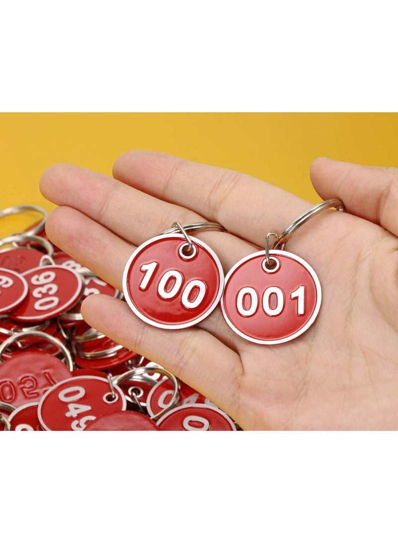 SHENGHUI 1-100 رقم ملون علامات معدنية صلبة للتعريف بعلامات الأمتعة مع حلقات مفصولة لنظام تحديد صندوق المفاتيح المنظم (أحمر) - Image 5