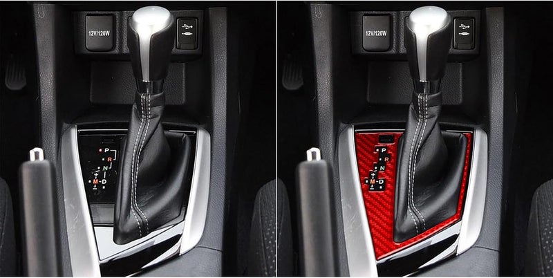 PJFUS 1pc Real 3k Red Carbon Fiber Car Center Console Gear Shift Panel Transmission Cover Kit Sticker - Image 4