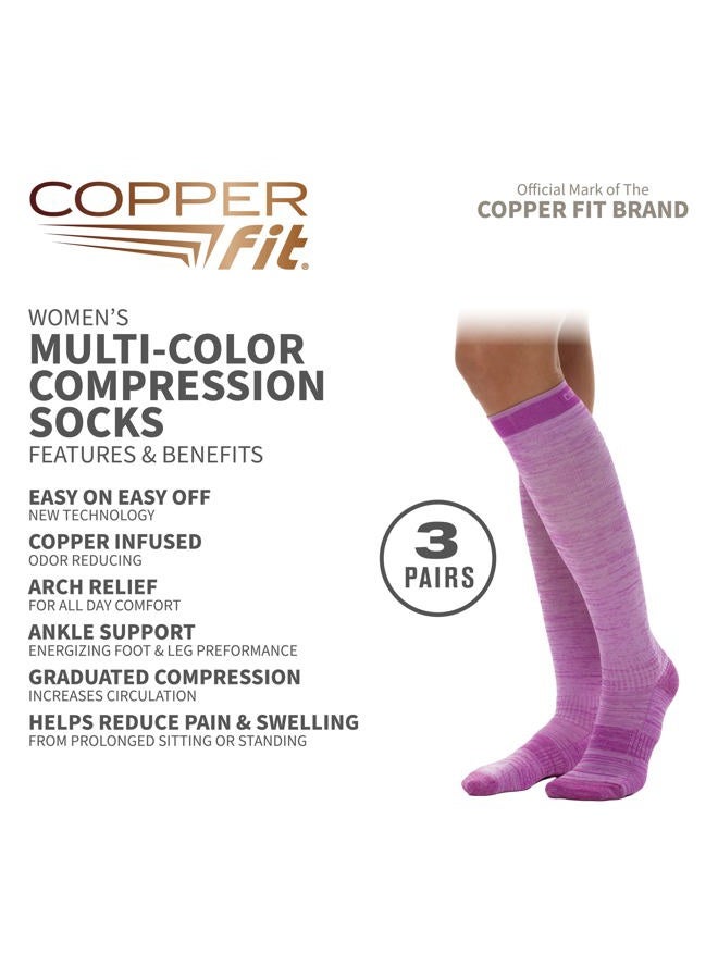 Copper Fit Unisex's 2.0 Easy-Off Knee High Compression Socks Running, Multi Color, S-M - Image 3