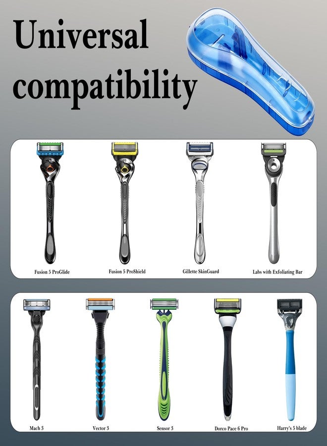 Linkidea 2 Pcs Razor Holder Case, Portable Travel Razor Protector Hard Case, Manual Razor Protector Box Compatible with Fusion 5 ProGlide, Sensor 3, SkinGuard, Pace 6 Pro (Blue) - Image 2