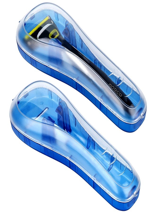 Linkidea 2 Pcs Razor Holder Case, Portable Travel Razor Protector Hard Case, Manual Razor Protector Box Compatible with Fusion 5 ProGlide, Sensor 3, SkinGuard, Pace 6 Pro (Blue) - Image 1