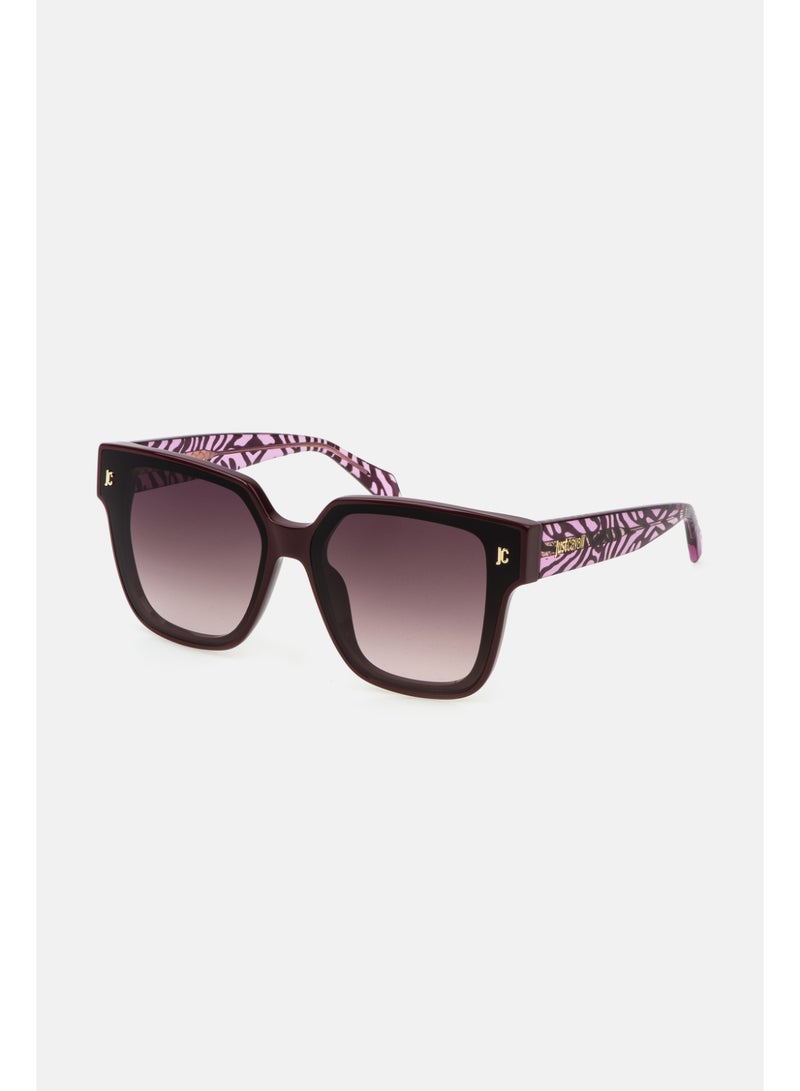 Just Cavalli Women's Square Shape  Acetate Sunglasses SJC089V6509FD - Lens Size: 65 Mm - Shiny Full Plum - Image 1