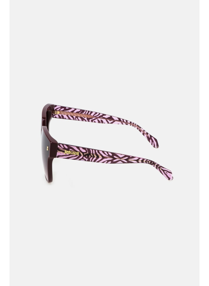 Just Cavalli Women's Square Shape  Acetate Sunglasses SJC089V6509FD - Lens Size: 65 Mm - Shiny Full Plum - Image 3