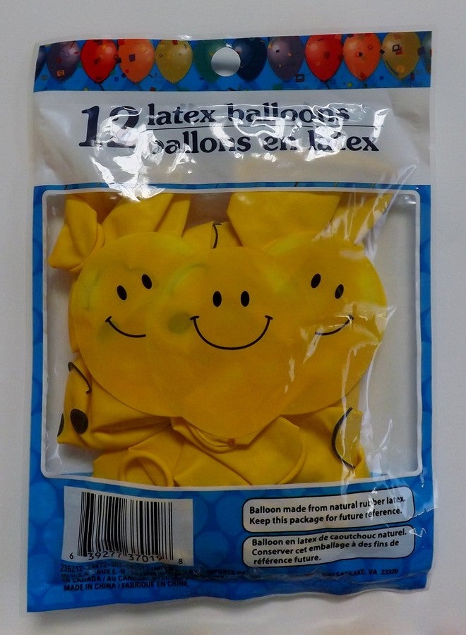 Greenbrier Smiley Face Latex Balloons - Pack of 12 - Image 2