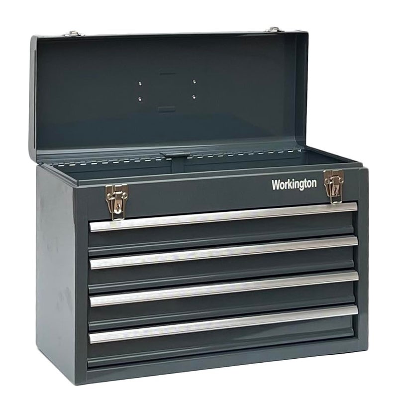 Workington Portable Metal Tool Chest with 4 Drawers, 20" 4-Drawer Tool Chest Cabinet with Ball Bearing Drawer Slides, Steel Tool Storage Box Organizer 4004 Gray - Image 3