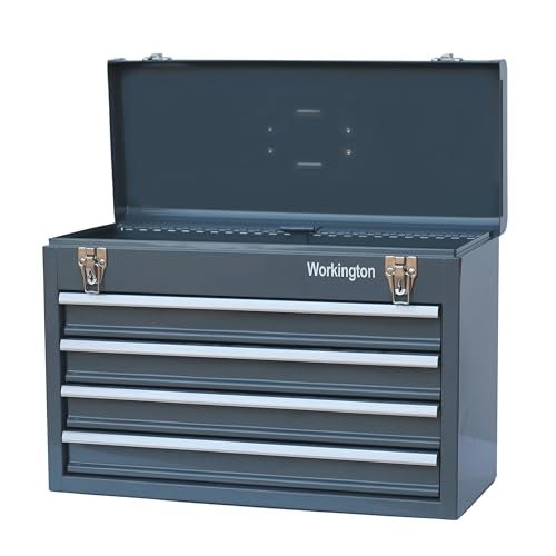 Workington Portable Metal Tool Chest with 4 Drawers, 20" 4-Drawer Tool Chest Cabinet with Ball Bearing Drawer Slides, Steel Tool Storage Box Organizer 4004 Gray - Image 1