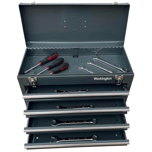 Workington Portable Metal Tool Chest with 4 Drawers, 20" 4-Drawer Tool Chest Cabinet with Ball Bearing Drawer Slides, Steel Tool Storage Box Organizer 4004 Gray - Image 5