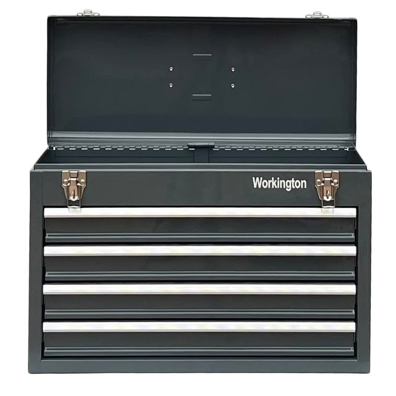 Workington Portable Metal Tool Chest with 4 Drawers, 20" 4-Drawer Tool Chest Cabinet with Ball Bearing Drawer Slides, Steel Tool Storage Box Organizer 4004 Gray - Image 2
