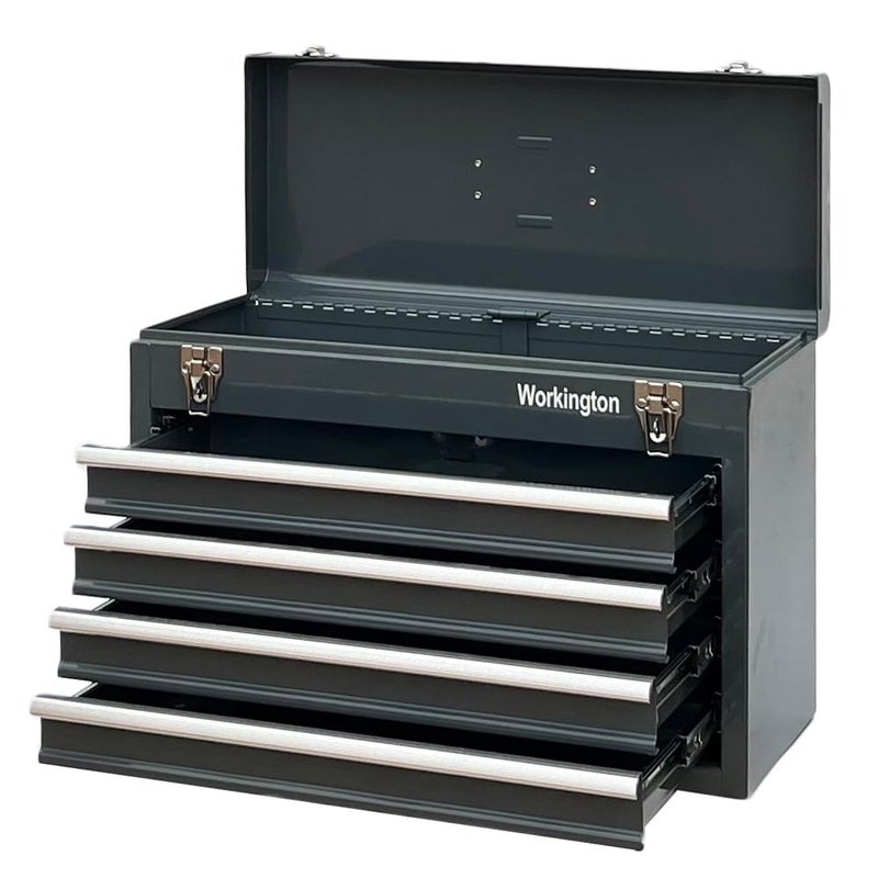 Workington Portable Metal Tool Chest with 4 Drawers, 20" 4-Drawer Tool Chest Cabinet with Ball Bearing Drawer Slides, Steel Tool Storage Box Organizer 4004 Gray - Image 4