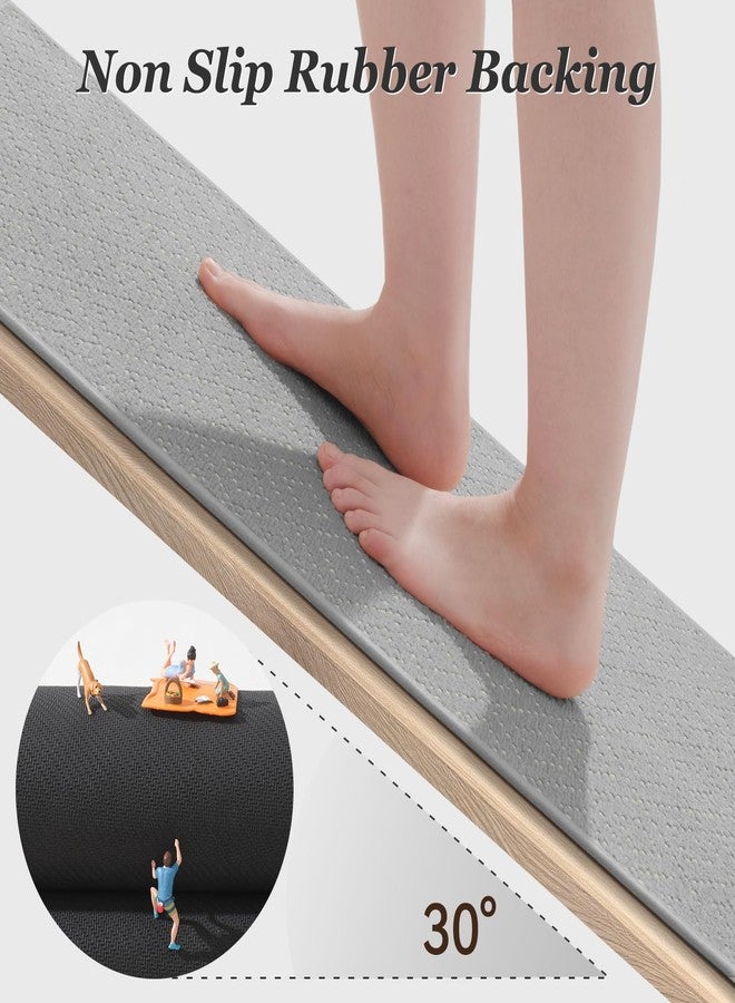 AMOAMI Thin Bath Mat, Super Absorbent Bath Mats for Bathroom, Quick Dry Rubber Backed Bath Rug Non Slip, Chenille Surface Thin Bathroom Rugs Fit Under Door,Low Pile Shower Rug,Grey,17" x 28" - Image 5