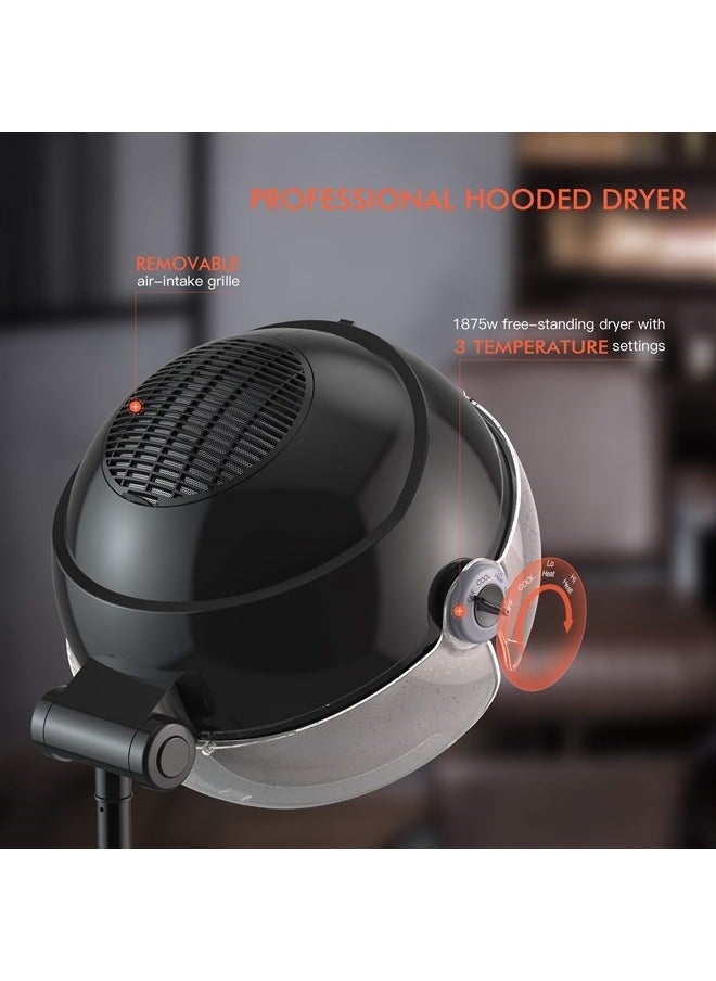 TASALON - Ionic Hooded Dryer - 1875W Bonnet Sit Under Hair Dryer for Home and Salon - Professional Hair Dryer Hood with 3 Temperature Settings - Standing Hair Dryer - Portable Hair Dryer - Image 1