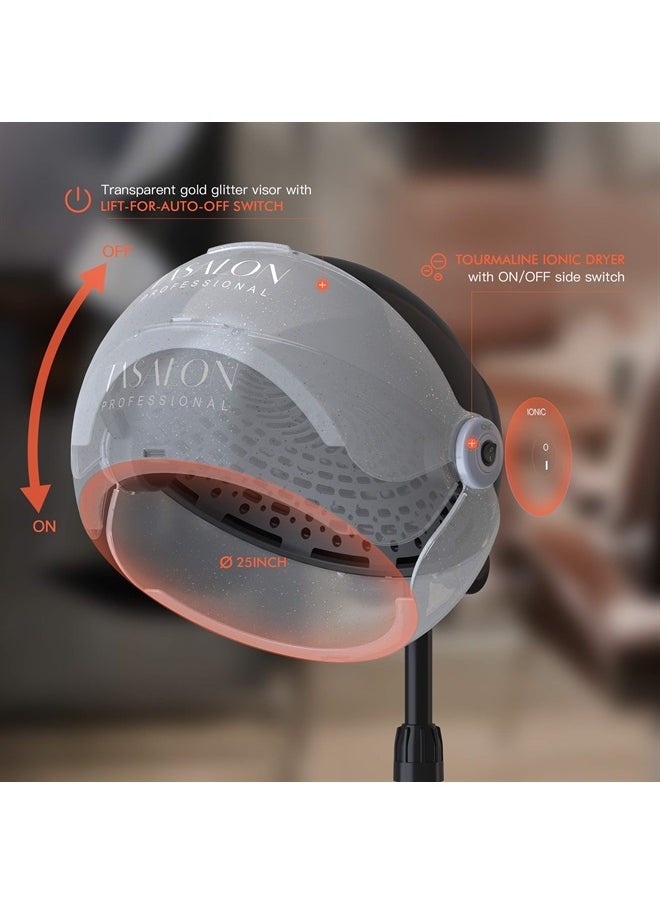 TASALON - Ionic Hooded Dryer - 1875W Bonnet Sit Under Hair Dryer for Home and Salon - Professional Hair Dryer Hood with 3 Temperature Settings - Standing Hair Dryer - Portable Hair Dryer - Image 1