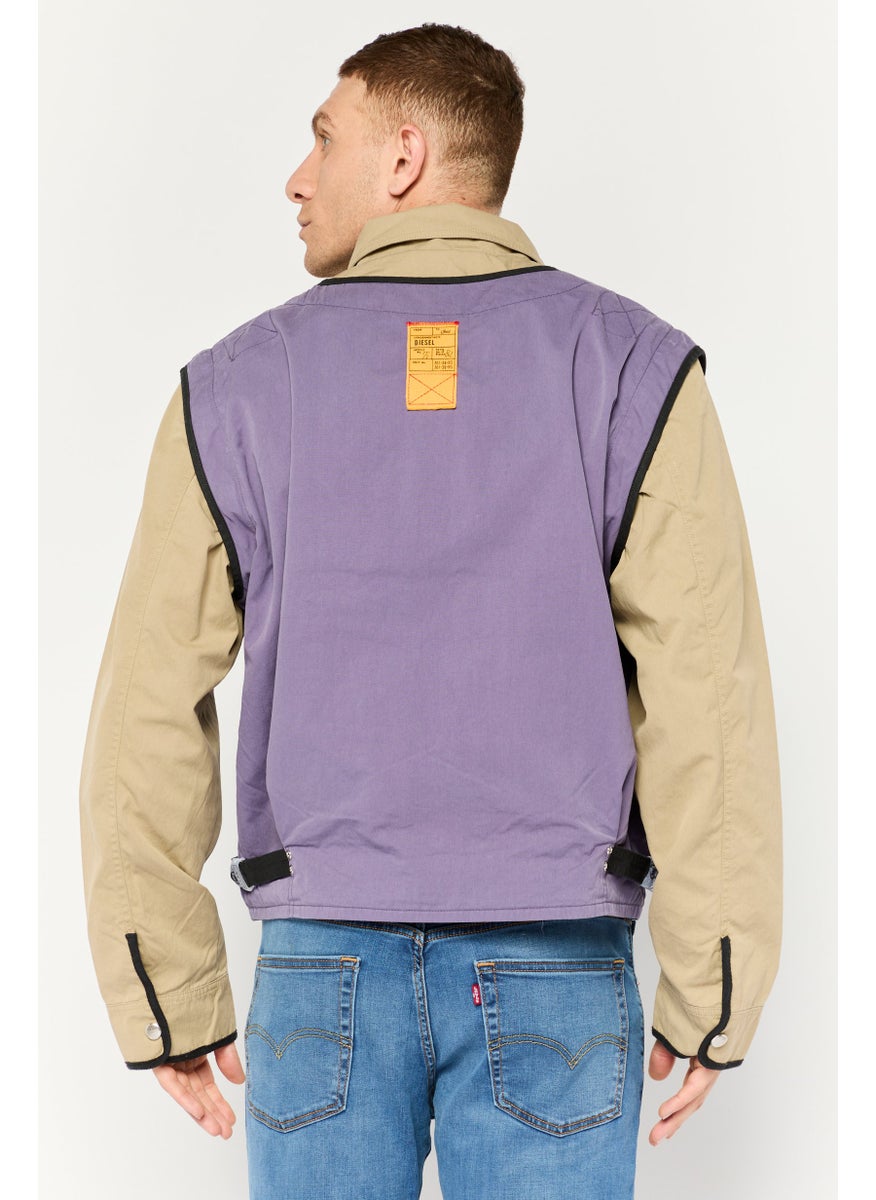 Men Colorblock Long Sleeve Softshell Jacket, Khaki